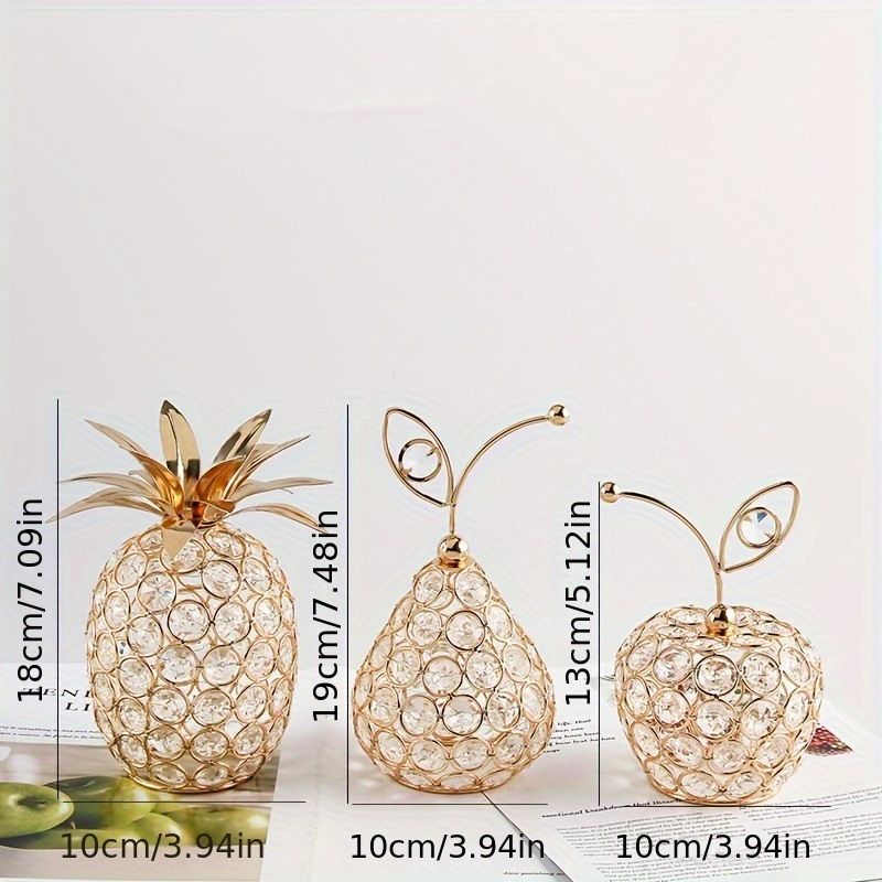 Diseño de escena de decoración para el hogar con forma de piña y pera de nieve, artesanía de cristal creativa_voghion.com
