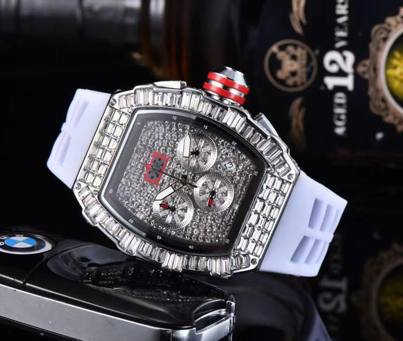2024  Men's Business Leisure Quartz Watch Square Diamond Full Sky Star Multifunctional Calendar Six Pin Running Second Watch  Selection_voghion.com