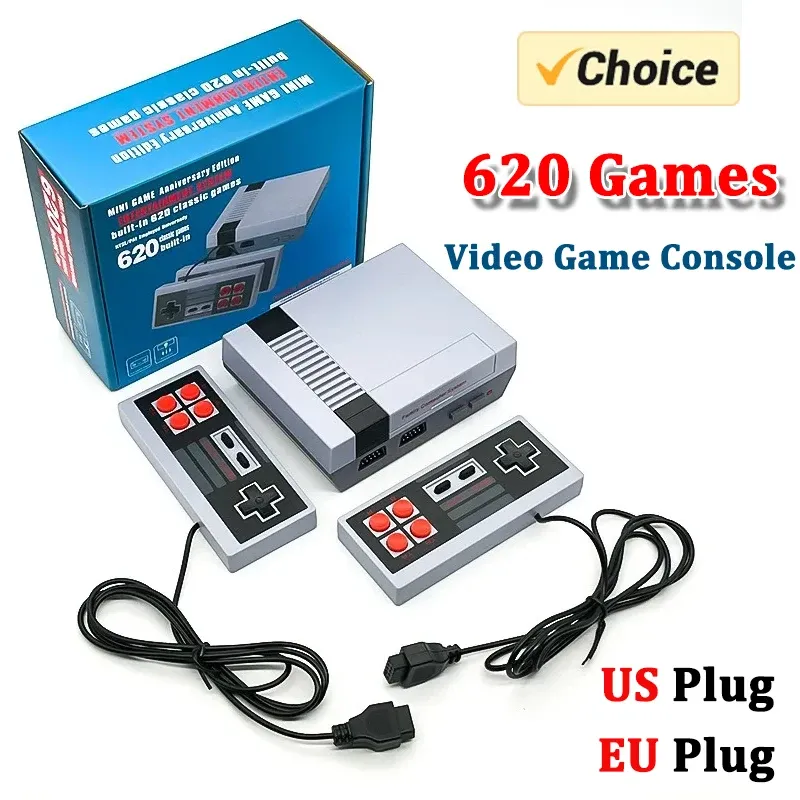 Mini TV portable Console de jeux vidéo de loisirs en famille, sortie AV rétro, 620 jeux classiques intégrés, double manette de jeu_voghion.com