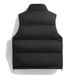 Men's Quilted Vest Jacket – Streetwear Puffer Sleeveless Coat With Zip Closure (M-4XL, Black/White)_voghion.com