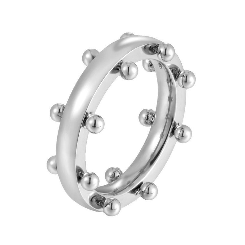 Anello in acciaio inossidabile con sfera di senso, stile minimalista liscio e placcato in oro con personalità alla moda_voghion.com