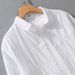 Camicia a righe casual a maniche lunghe da uomo – Camicia in cotone oversize ispirata al mondo del design per l'uso quotidiano_voghion.com