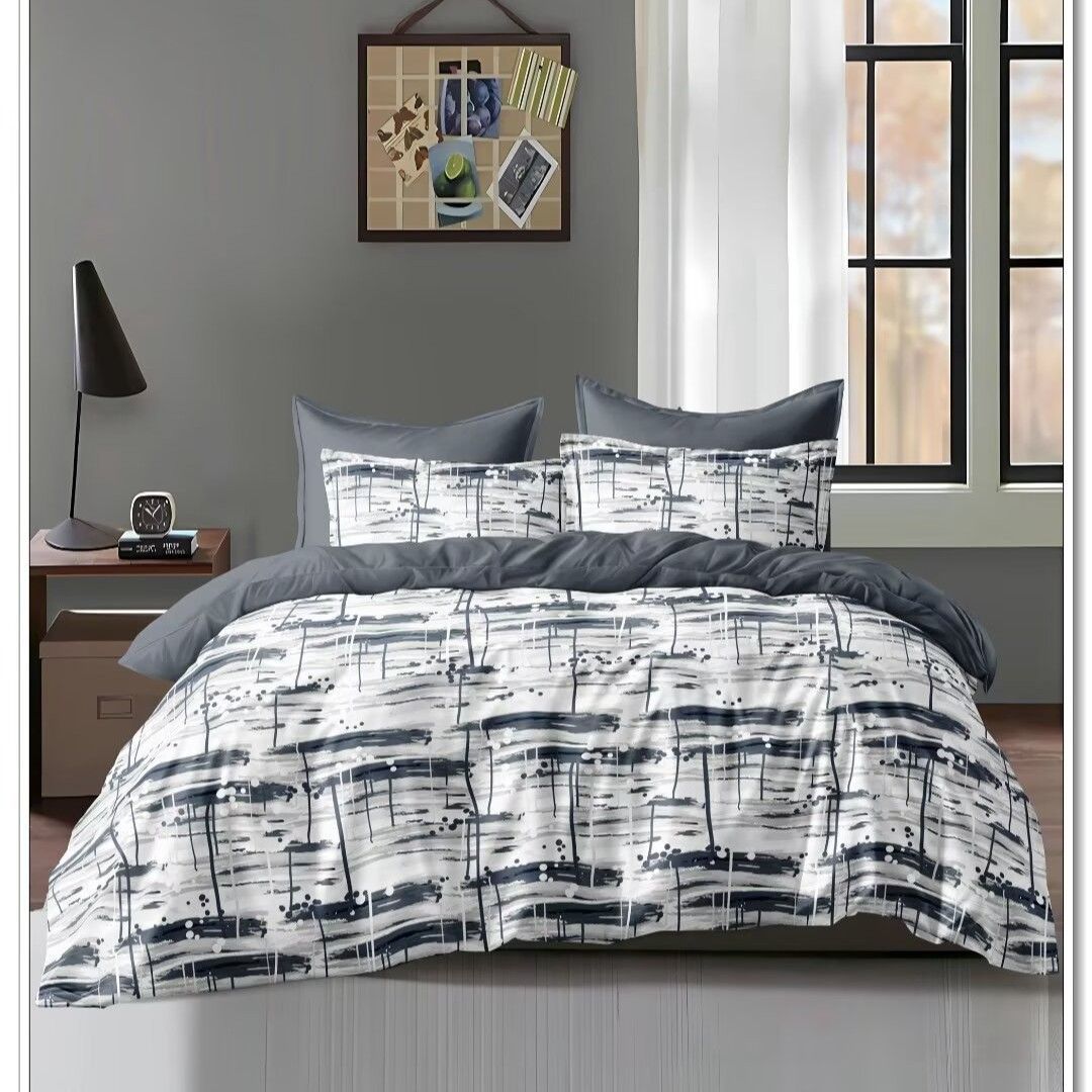 Premium Grey Ombre Duvet Cover Set For Teens - Stylish Large Print Bedding 3-Piece Set (Duvet Cover + 2 Pillowcases) - Soft & Breathable Fabric_voghion.com