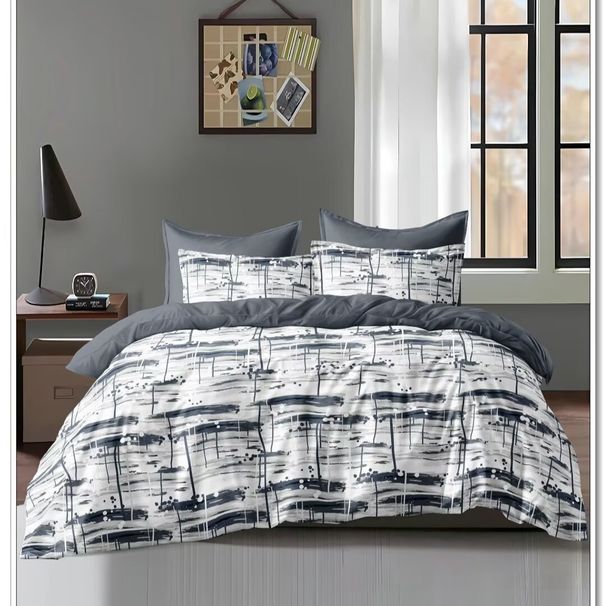 Premium Grey Ombre Duvet Cover Set For Teens - Stylish Large Print Bedding 3-Piece Set (Duvet Cover + 2 Pillowcases) - Soft & Breathable Fabric_voghion.com