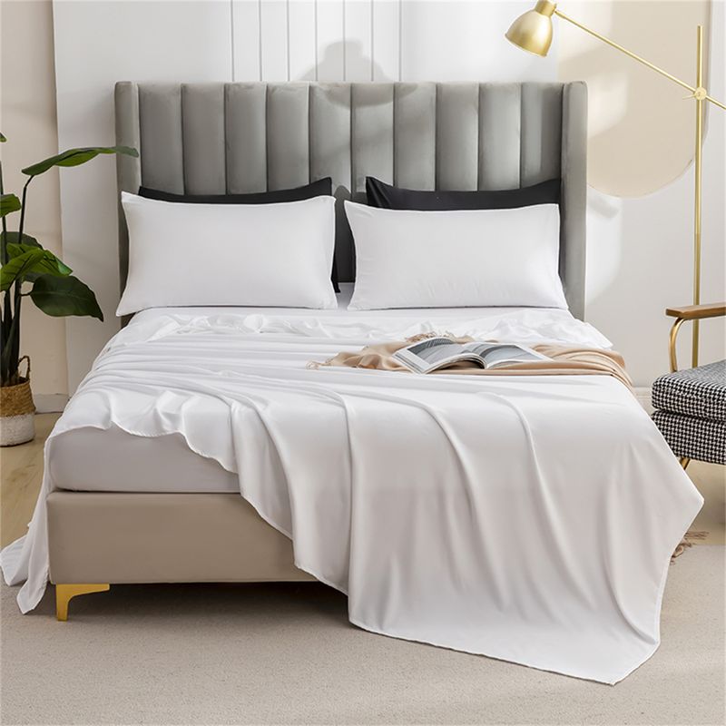 Parure de lit 2/3 pièces en microfibre brossée douce (double, queen, king size) - Couleur unie - Ultra confortable, respirante et infroissable_voghion.com
