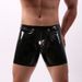 Men's Leather Extended Boxer Briefs Low Waist Front And Back Opening Button Pouch Separate Sexy Leather_voghion.com