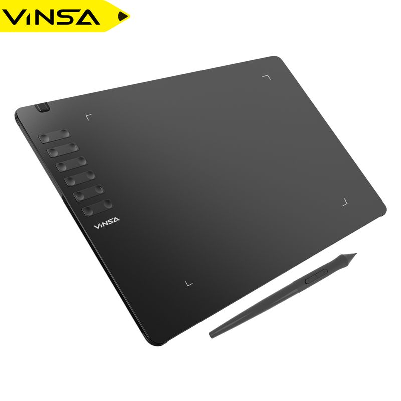 Vinsa T1161 Graphics Drawing Tablet Ultra-Thin Art Creation Sketch With Battery-Free Stylus 8 Pen Nibs 8192 Levels_voghion.com