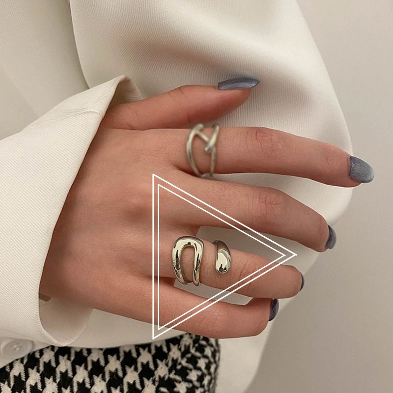 Korean Style Personality Cross Braided Women's Elegant Gold Texture Trendy Hip-Hop Open Ring Birthday Jewelry_voghion.com