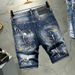 2025 Style Handmade Distressed Jeans Herren Einzigartige Shorts High-End D2 Painted Mittellange Hose_voghion.com