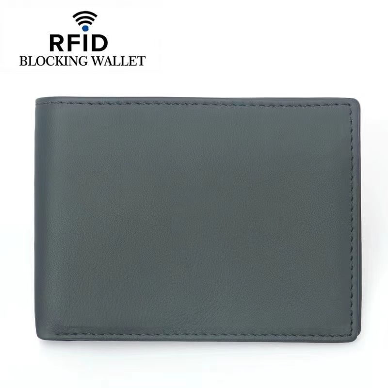 Portefeuille mince en cuir véritable mode portefeuille court porte-monnaie à blocage RFID porte-carte porte-monnaie porte-billets pour_voghion.com
