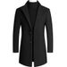 Autumn and winter mid to long slim fit solid color woolen windbreaker coat, men's clothing_voghion.com