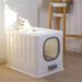 Leak-proof Enclosed Cat Litter Box Pull Drawer Kitten Training Toilet With Scoop And Lid Anti-Splashing_voghion.com