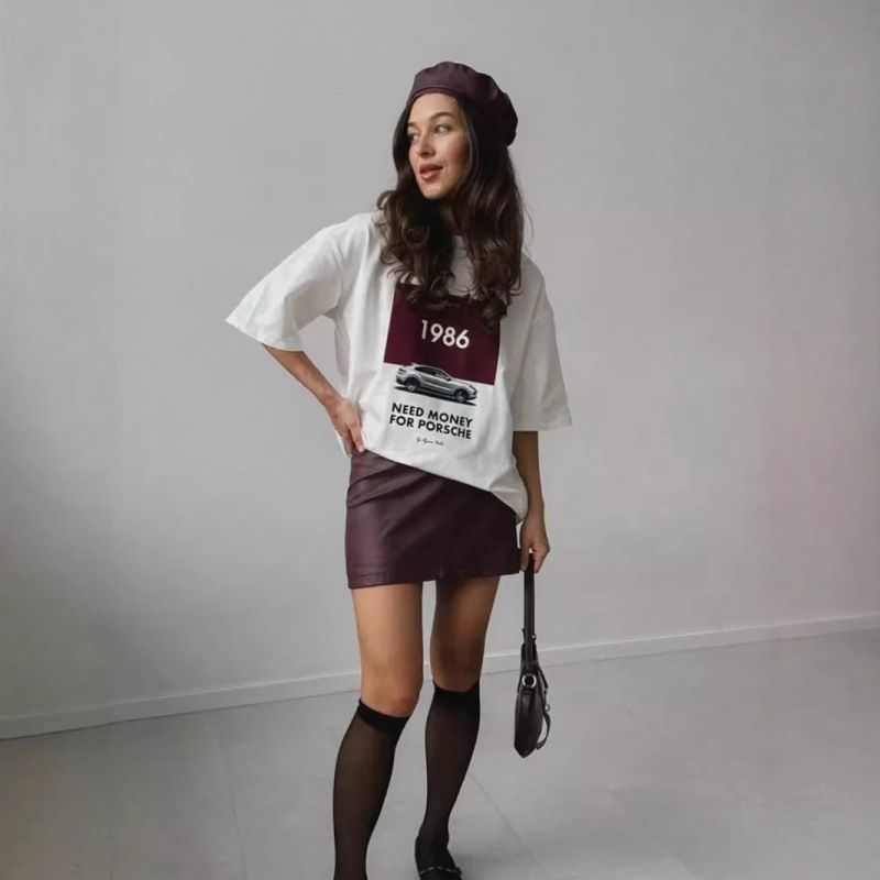 Maglietta a maniche corte in cotone da donna, estiva, nuova, comoda, versatile e alla moda, con stampa a contrasto._voghion.com