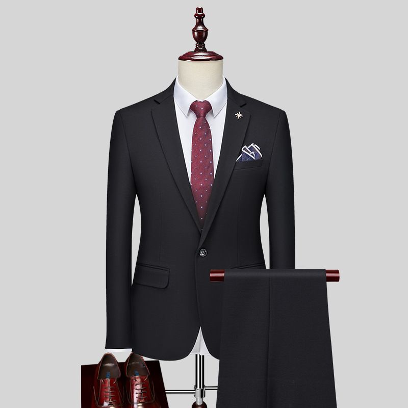 Abito da uomo due pezzi business professionale formale piccolo abito coreano versione slim groomsmen sposo abito da sposa_voghion.com