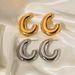 Internet celebrity and fashion Gold stainless steel exaggerated chubby Women's earrings_voghion.com
