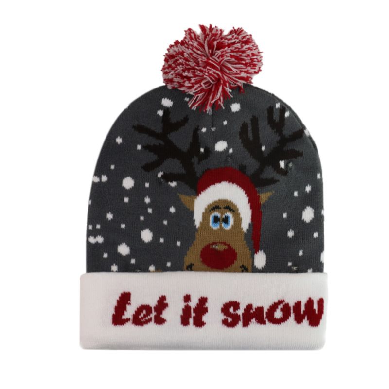 Hat  new style removable battery colorful luminous knitted hat Santa Claus LED light Christmas hat_voghion.com