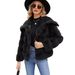 Elegant Faux Fur Cropped Jacket For Women - Winter Fashion Outerwear With Lapel Collar, Plus Size Options (Black/Rose/Pink/Purple/Grey/Khaki)_voghion.com