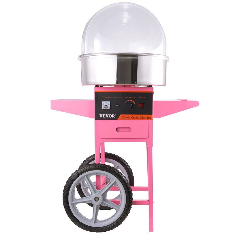 VEVOR Electric Cotton Candy Machine Cart With Bubble Cover Shield, 1000W Commercial Floss Maker With Stainless Steel Bowl, Sugar Scoop And Drawer, Perfect For Home, Kids Birthday, Family Party, Pink_voghion.com