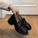 Sheepskin Version ~ Thick-Soled Loafers Women, British Style, Spring And Autumn New Slip-On Chunky Heel Single Shoes,_voghion.com