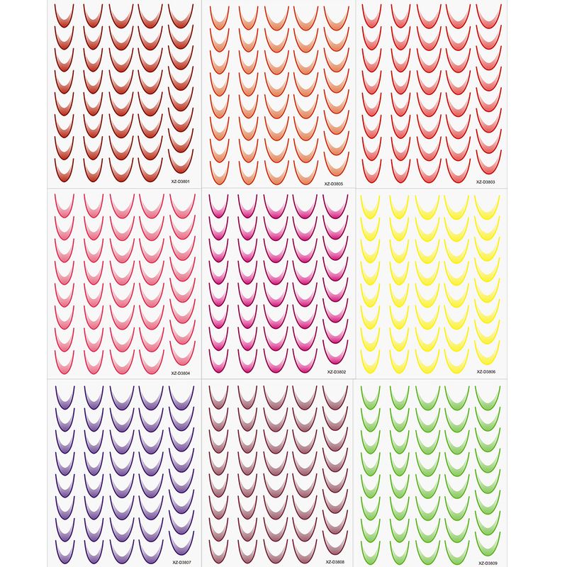 French-Maniküre-Aufkleber-Set, 18 Farben, flach, dünn, robust, Nageldekoration, selbstklebend, wasserfest, French-Maniküre-Aufkleber_voghion.com