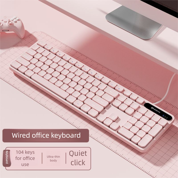 Wireless Bluetooth Keyboard Rechargeable Ultra-Thin Wired Silent Gaming Office Suitable For Girls' Laptops And Tablets_voghion.com