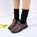 Zapatos de uniforme japonés de cabeza redonda, estilo universitario, Lolita, color negro y marrón, JK, para mujer, de tacón plano, cómodos y pequeños, de cuero, 2024_voghion.com