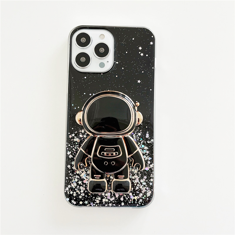 Phone Case On For Xiaomi redmi note 11 pro 11s Glitter Stars Astronaut Fold Phone Holder Soft Cover 10A 9A 9C 9T Note 10_voghion.com