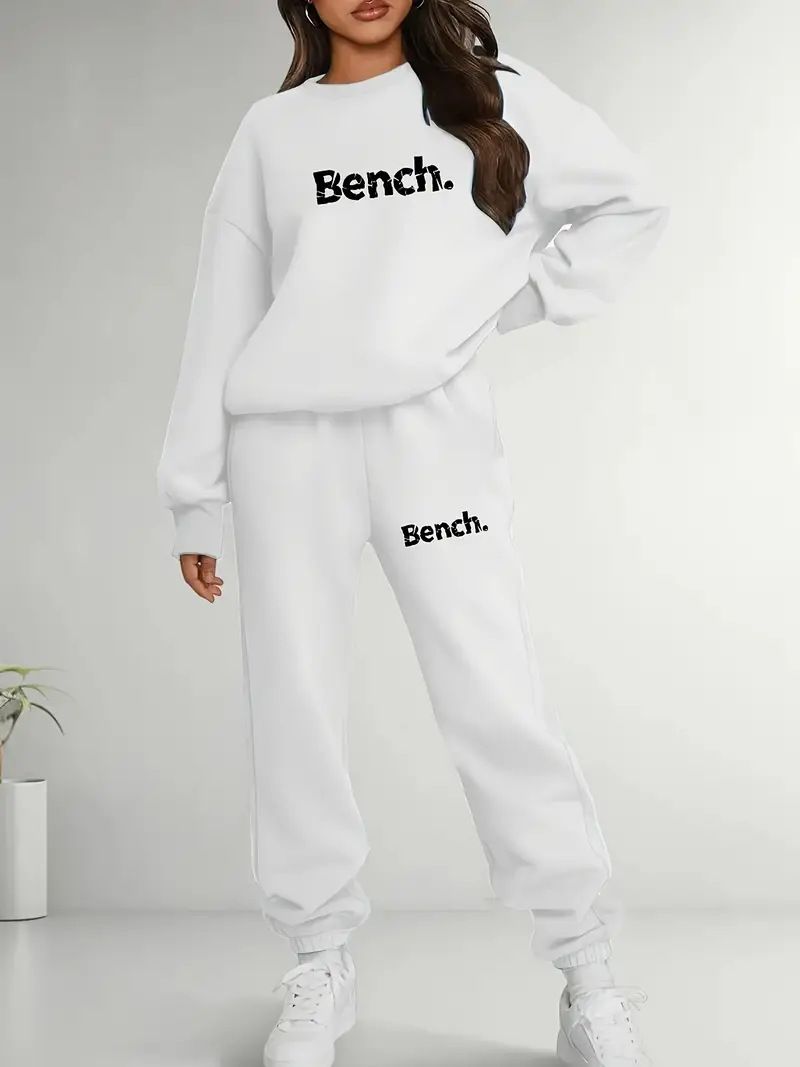 Women's Printed Two Piece Tracksuit, Long Sleeve Pullover Top And Drawstring Waist Pants, Casual Sportswear For Spring And Fall_voghion.com