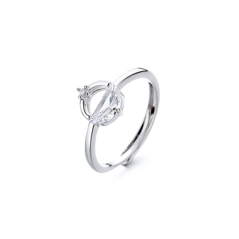 Sterling VENUS Sier Round Geometric Flashing Zircon Opening Ring For Women Temperament Sweet Trendy Jewel_voghion.com