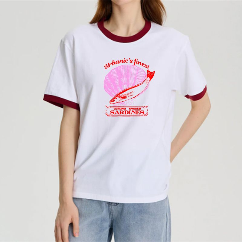New Style [200 High Tightness] Color-block Design Loose Short-sleeve Versatile T-shirt For Women And Men Gown Garment_voghion.com