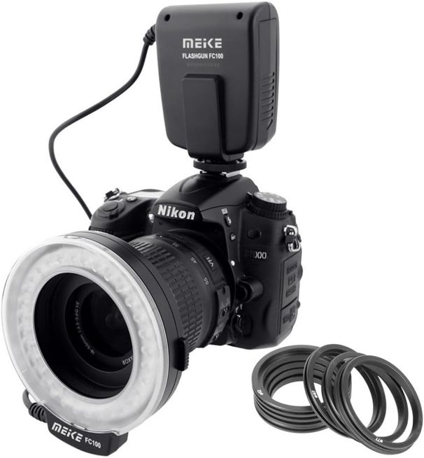 Meike -FC100 LED Ro Ring Flash Light Manual Universal Works For Canon Nikon Olympus_voghion.com