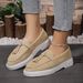 Round Toe Thick Sole Solid Color Casual Shoes Tassel New Style Shallow Mouth Elegant European And American Slip-On_voghion.com