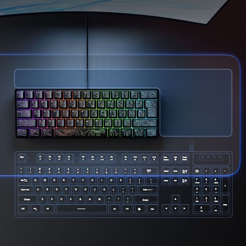 G61 Contour Keycap Transparant Toetsenbord RGB Lichtgevend Compact Membraantoetsenbord Desktop Computer Toetsenbord Fabriek_voghion.com