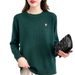 【 Cashmere Family】 Maglione corto in lana con cappuccio e scollo rotondo per donne di mezza età, mamma, interno lavorato a maglia larga_voghion.com