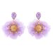 Big flower chiffon earrings clip diamond earrings jewelry_voghion.com
