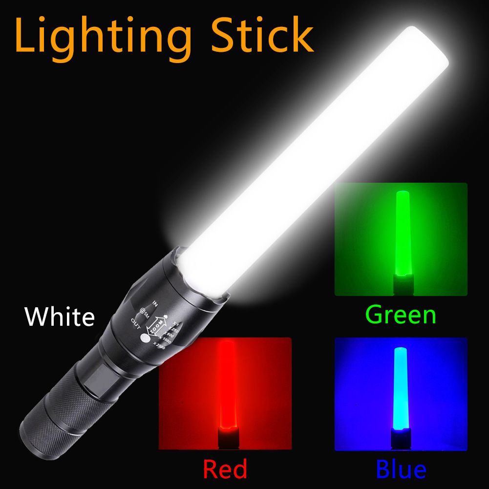 RGBW Four Source Focus Warning Light Flashlight Safety Signal Traffic Fire Command Fluorescent Baton_voghion.com