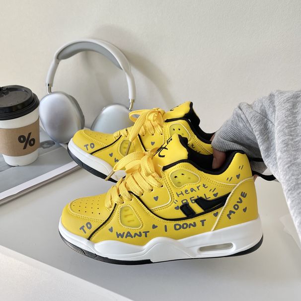 2025 Nuove scarpe da basket con cuscino in stile graffiti, modello coppia, scarpe da jogging unisex per studenti_voghion.com