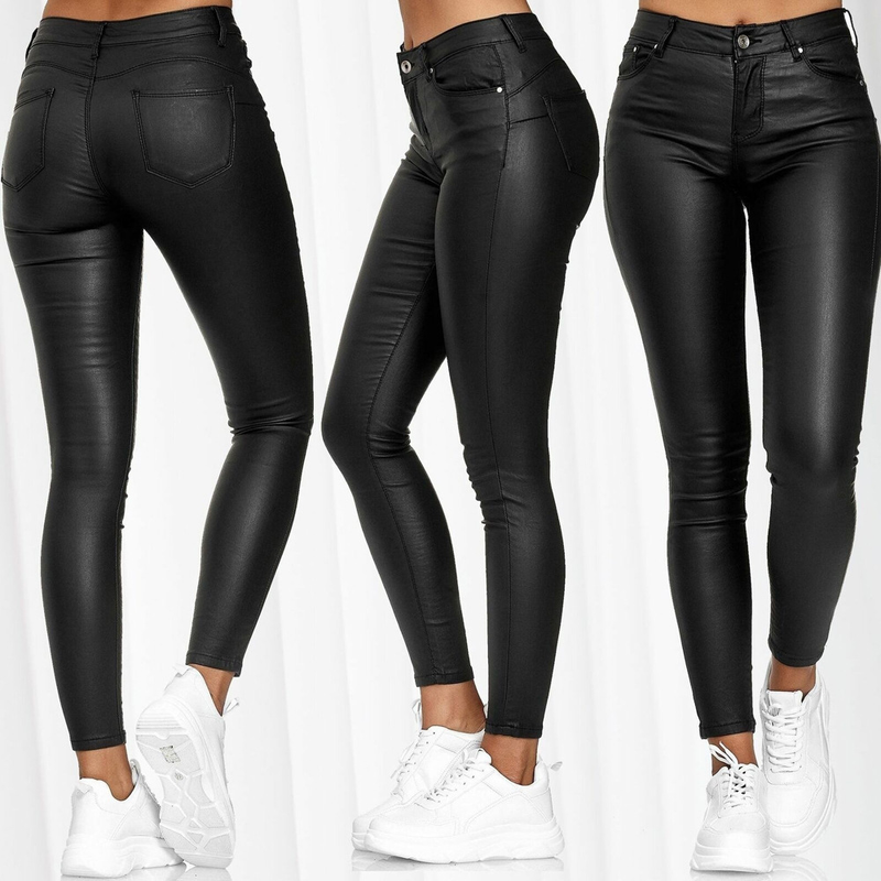 Vêtements pour femmes nouveau PU Slim mode décontracté petit pantalon en cuir PU pantalon_voghion.com