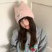 Wool Blend Cute Cat Warm Knitted Hat For Women, Autumn And Winter, Face Slimming, Ear Protection, Versatile Beanie_voghion.com