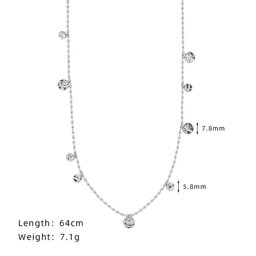 Women's Jewelry Medieval Wishing Pool Gold Coin Glitter Beads Sweater Chain Autumn And Winter Necklace Titanium Steel Silver Whale Rain_voghion.com