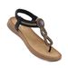2025 New Style Sandals Bohemian Rhinestone Comfortable Round Toe Beach Vacation Large Size Flat Shoes_voghion.com
