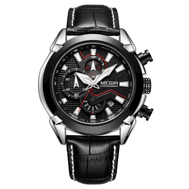 Men's Chronograph Watch – Large Dial Sport Watch With Luminous Hands, Date Window & Water Resistance (Quartz Movement, Genuine Leather Strap)_voghion.com