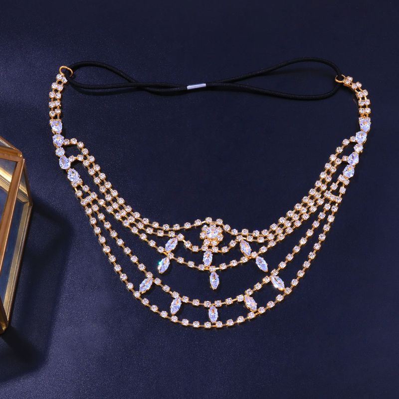 Fashion Entry Luxury Zircon Multi-layer Forehead Chain Photo Studio Wedding Dress Accessories Vintage Handmade Bridal Hair band Hair band_voghion.com