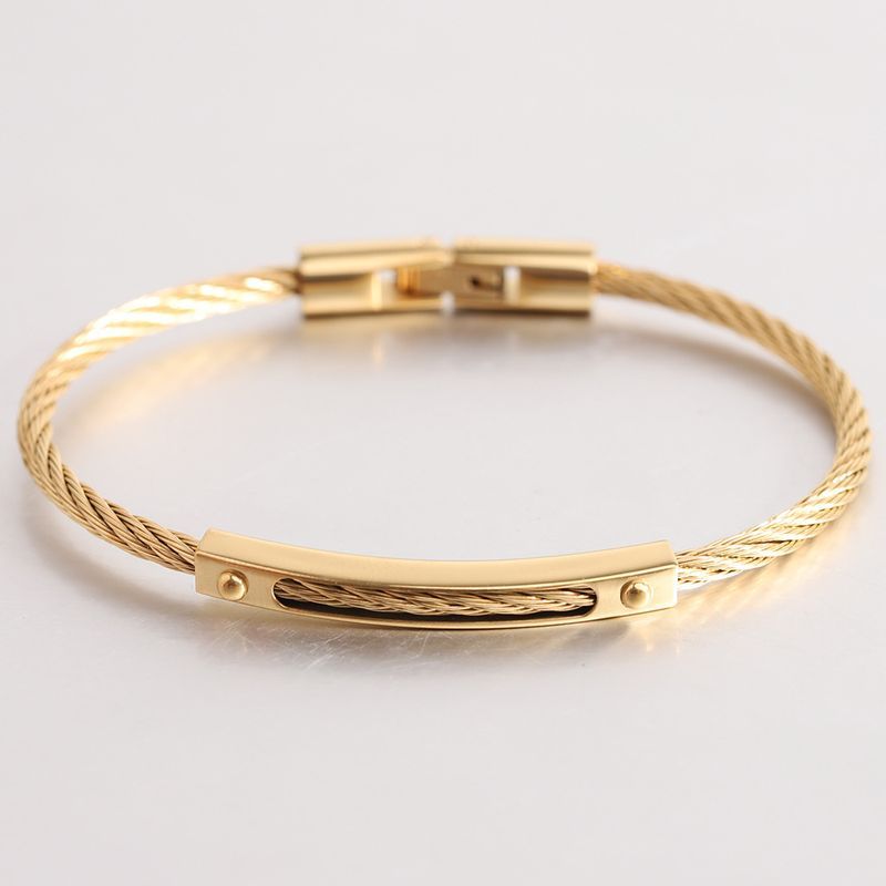 Einfaches, rundum runde Armband aus Titanstahl mit modischem Design und Bolzen für Herren_voghion.com