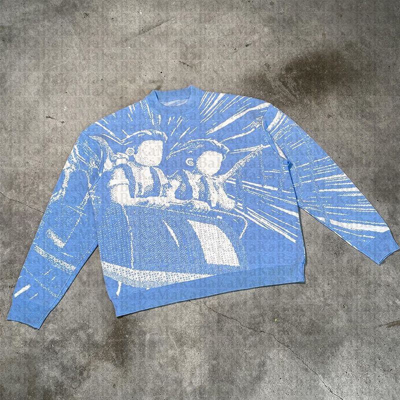Maglione retrò lavorato a maglia da uomo, maglione autunnale e invernale, maglione girocollo da uomo_voghion.com