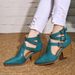2024 Autumn Winter New High Chunky Heel Pointed Toe Belt Buckle Roman Sandals Women Leather Single Boots Plus Size_voghion.com