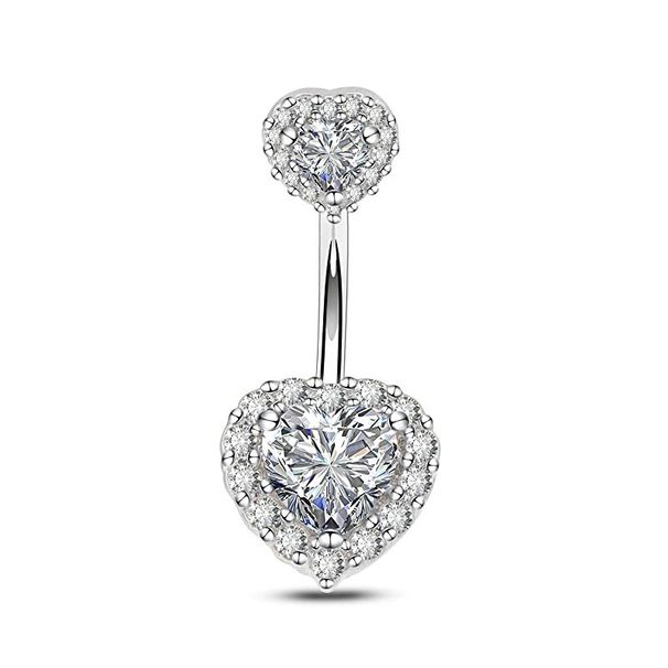 Piercing all'ombelico in acciaio inossidabile con doppio cuore creativo in stile europeo e americano_voghion.com
