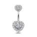 Piercing all'ombelico in acciaio inossidabile con doppio cuore creativo in stile europeo e americano_voghion.com