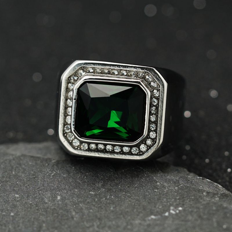 New 316 Stainless Steel Full 3D Colorful Diamond Fashion Personality Men's Ring_voghion.com