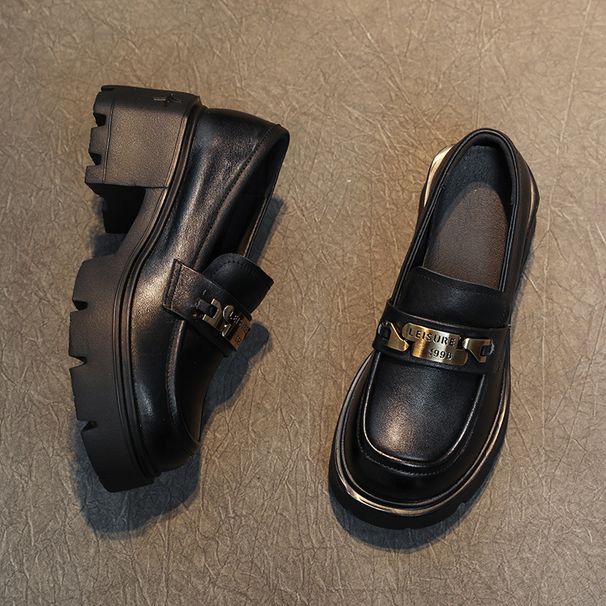 Top Layer Rindsleder Loafer für Damen 2025 Frühling und Herbst Neue echte Lederplattform Dicke Sohle Slip-On Casual_voghion.com